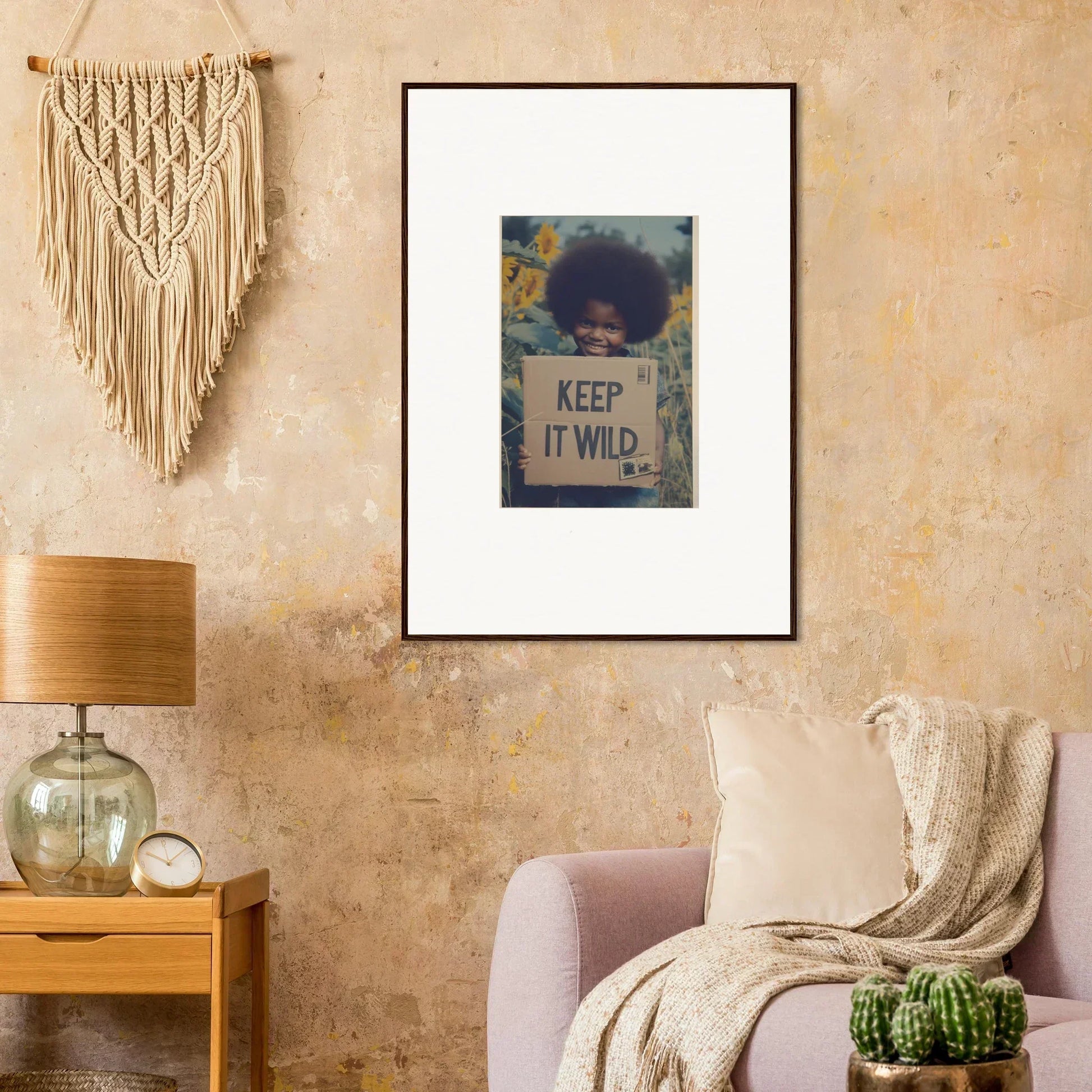 Framed Keep It Wild art print in Sunflower Soulfulness Snapshot style