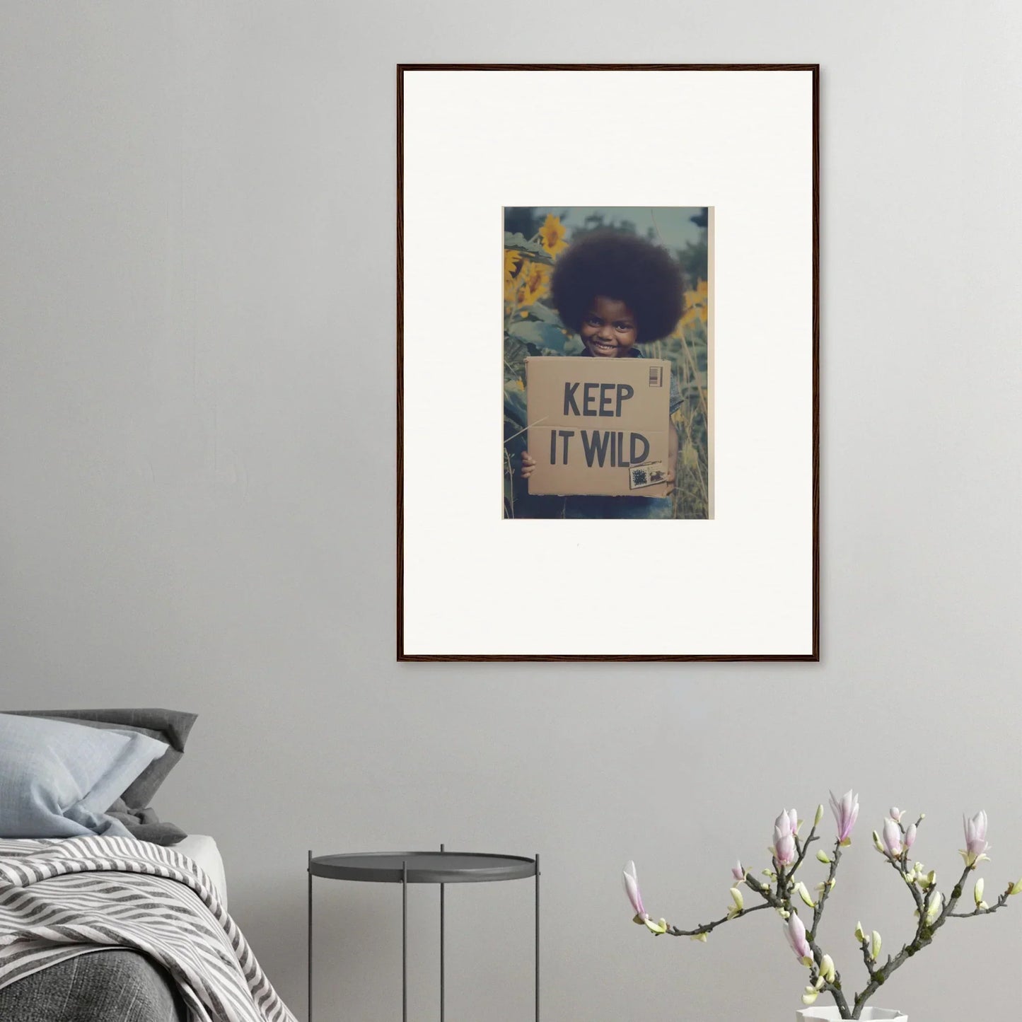 Framed Keep It Wild sign with sunflowers in the Sunflower Soulfulness Snapshot art