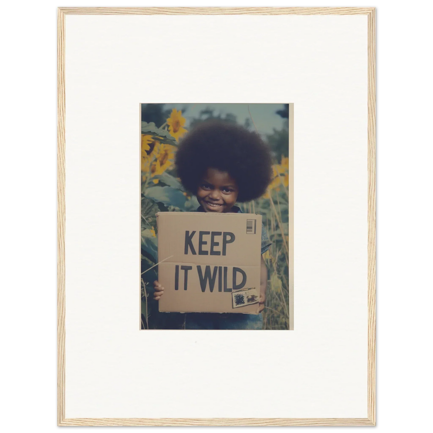 Framed photo of a person with a Keep It Wild sign in Sunflower Soulfulness Snapshot