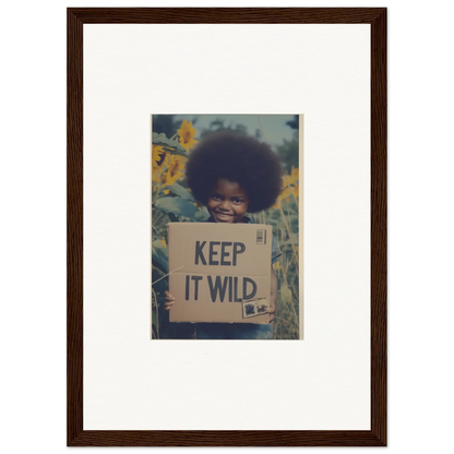 Framed Sunflower Soulfulness Snapshot of someone holding a KEEP IT WILD sign among sunflowers