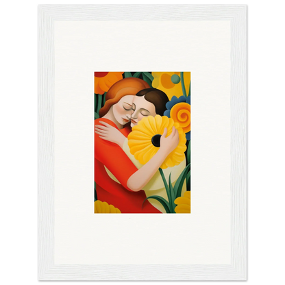 Colorful painting of a person with a yellow flower, part of Whispering Souls room decor