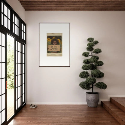 Framed wall art of Sunflower Utopia Surge hanging on a white wall