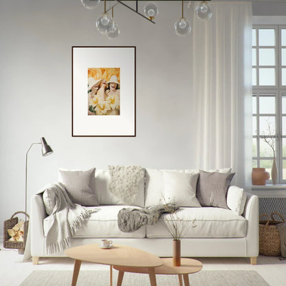 Cozy white sofa with throw pillows, perfect for Room Decoration and Wink Mystery vibes