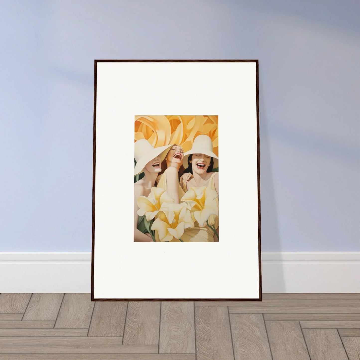 Framed canvas print of figures in light clothes, perfect for room decoration and Wink Mystery vibes