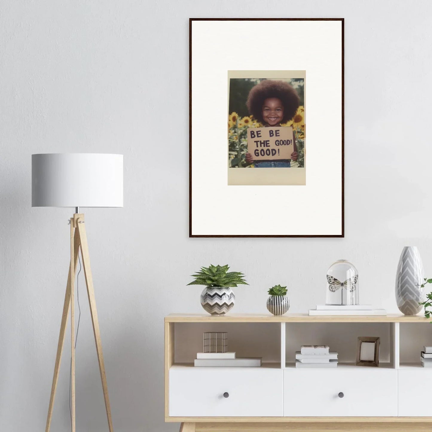 Framed wall art of a handwritten sign in Sunflower’s Gentle Whisper special edition art