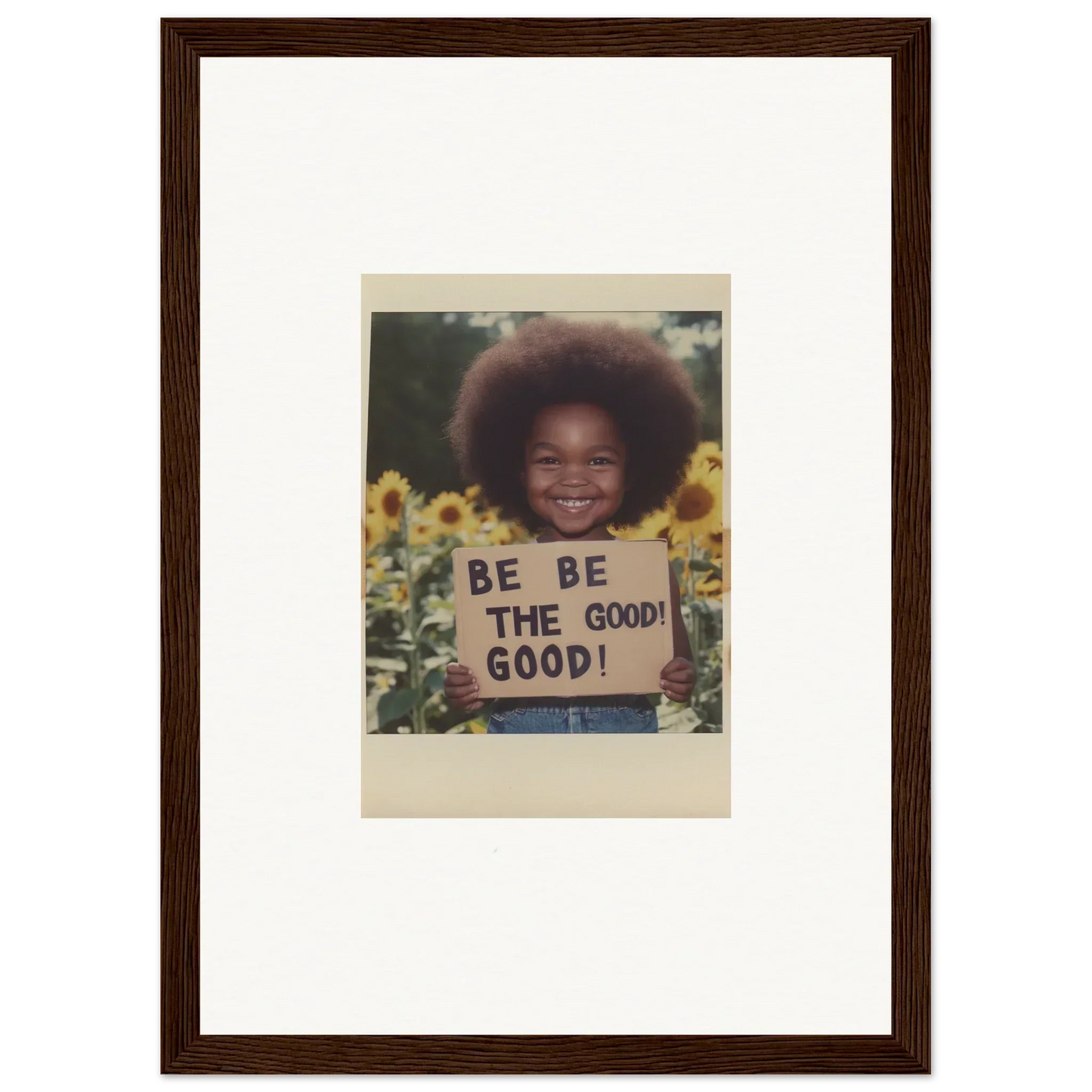 Framed wall art showcasing a joyful moment in sunflower’s gentle whisper vibe