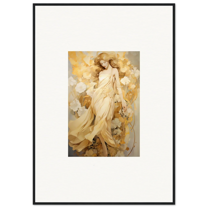 Ethereal painting of a woman in golden robes, perfect for petal reverie room decor