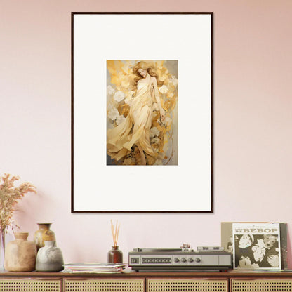 Framed wall art of ethereal female figure in flowing robes, perfect for Petal Reverie room decor