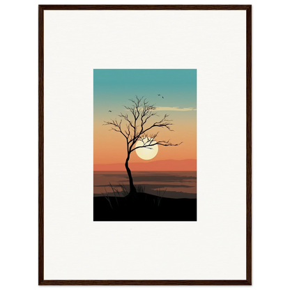 Silhouette of a bare Whispers Tree at sunset for stunning room decoration canvas print