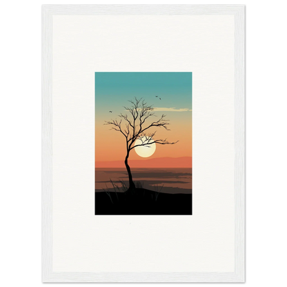 Silhouette of a whispers tree at sunset, perfect for room decoration canvas print