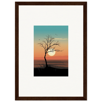 Silhouette of a Whispers Tree at sunset in a stunning canvas print for room decoration