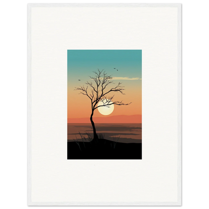 Silhouette of a bare whispers tree at sunset for a stunning room decoration canvas print