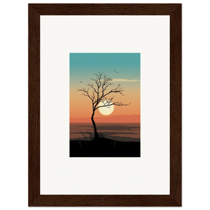 Silhouette of a bare Whispers Tree at sunset, perfect for room decoration canvas print