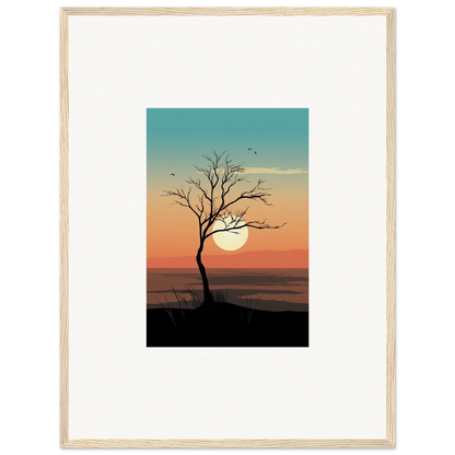 Silhouette of a Whispers Tree at sunset, perfect canvas print for room decoration