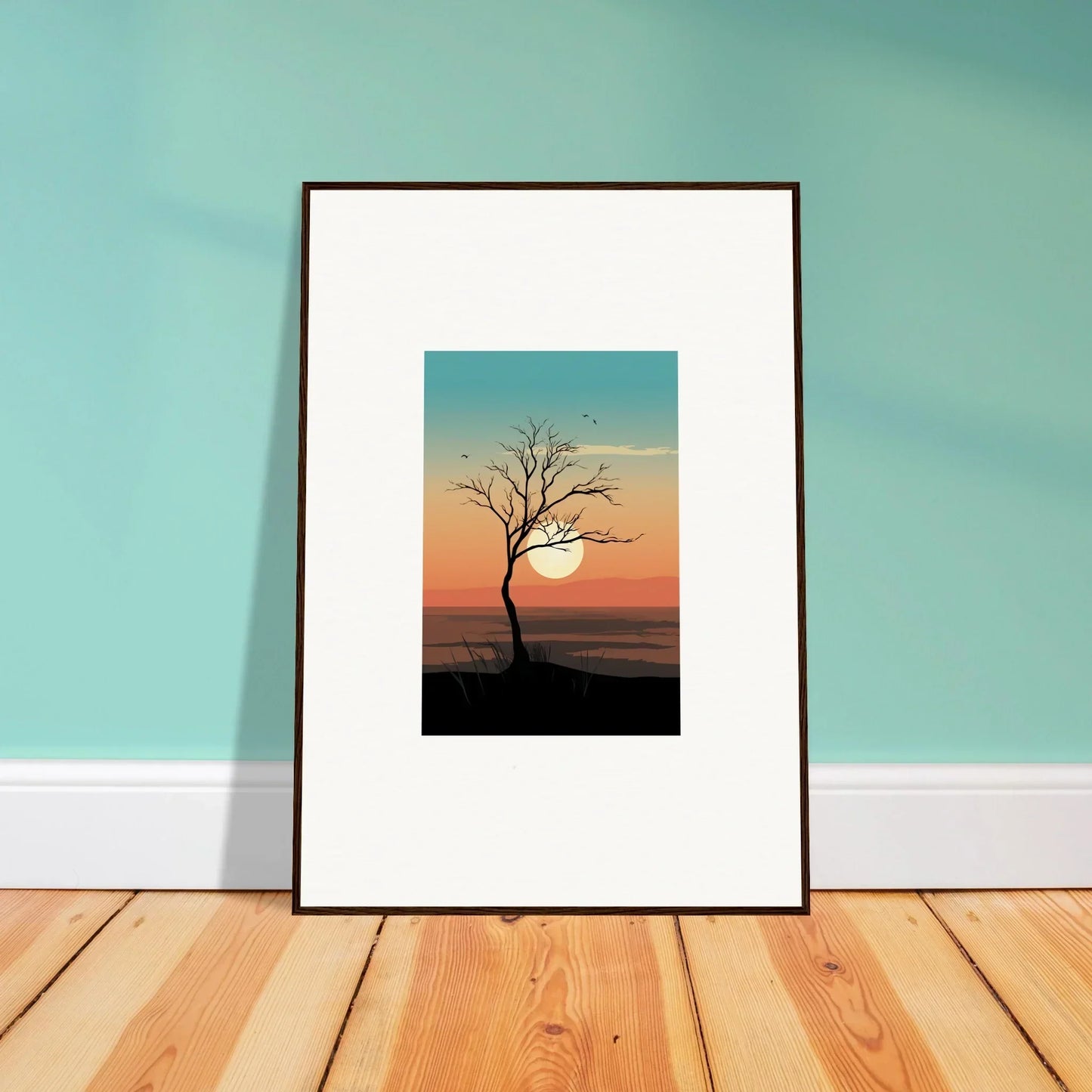 Silhouetted whispers tree canvas print perfect for vibrant room decoration