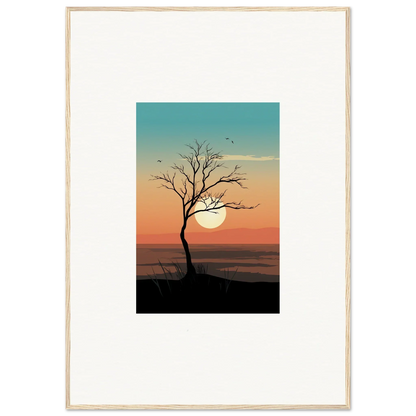 Silhouette of a whispers tree at sunset, perfect for room decoration canvas print