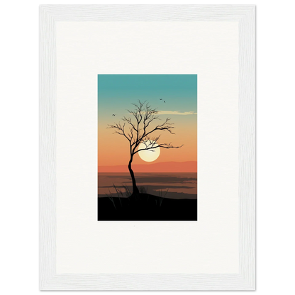 Silhouette of a whispers tree at sunset, perfect for room decoration canvas print