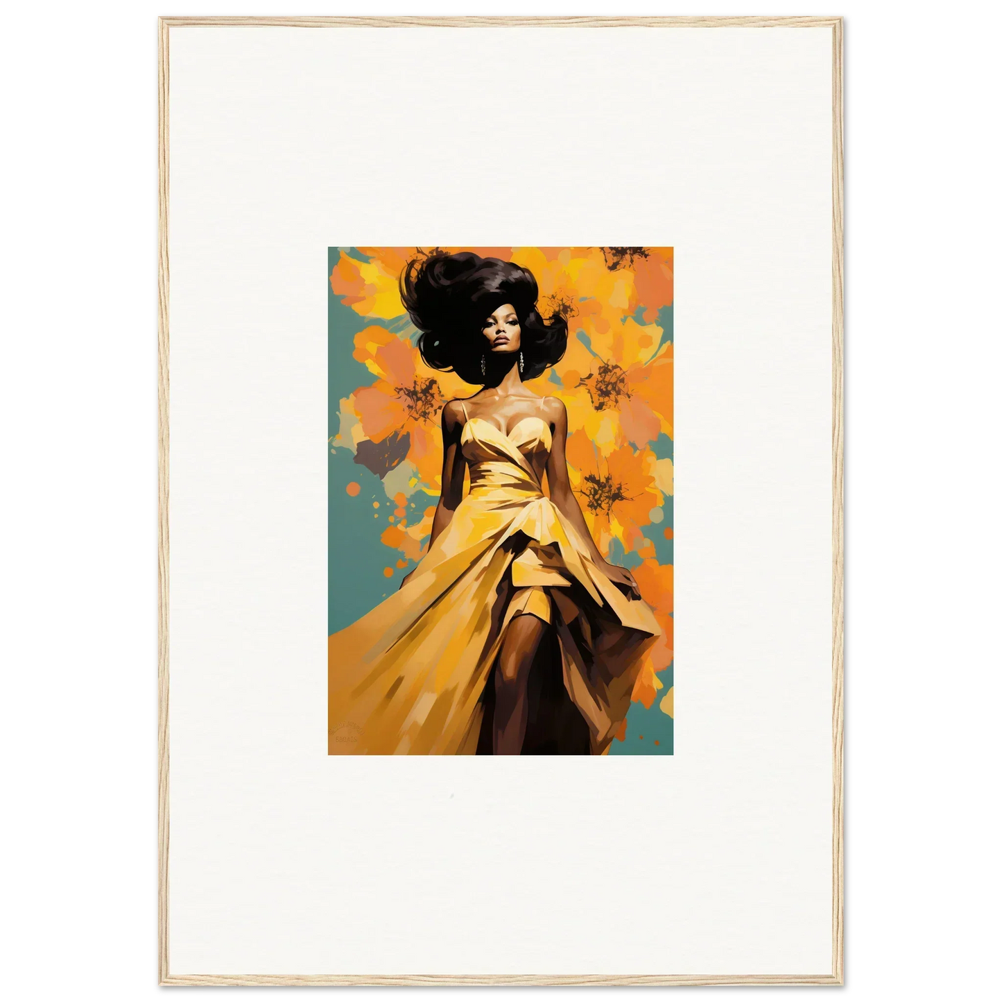 Artistic portrait of a figure in a flowing golden dress for Sunset Radiance Muse