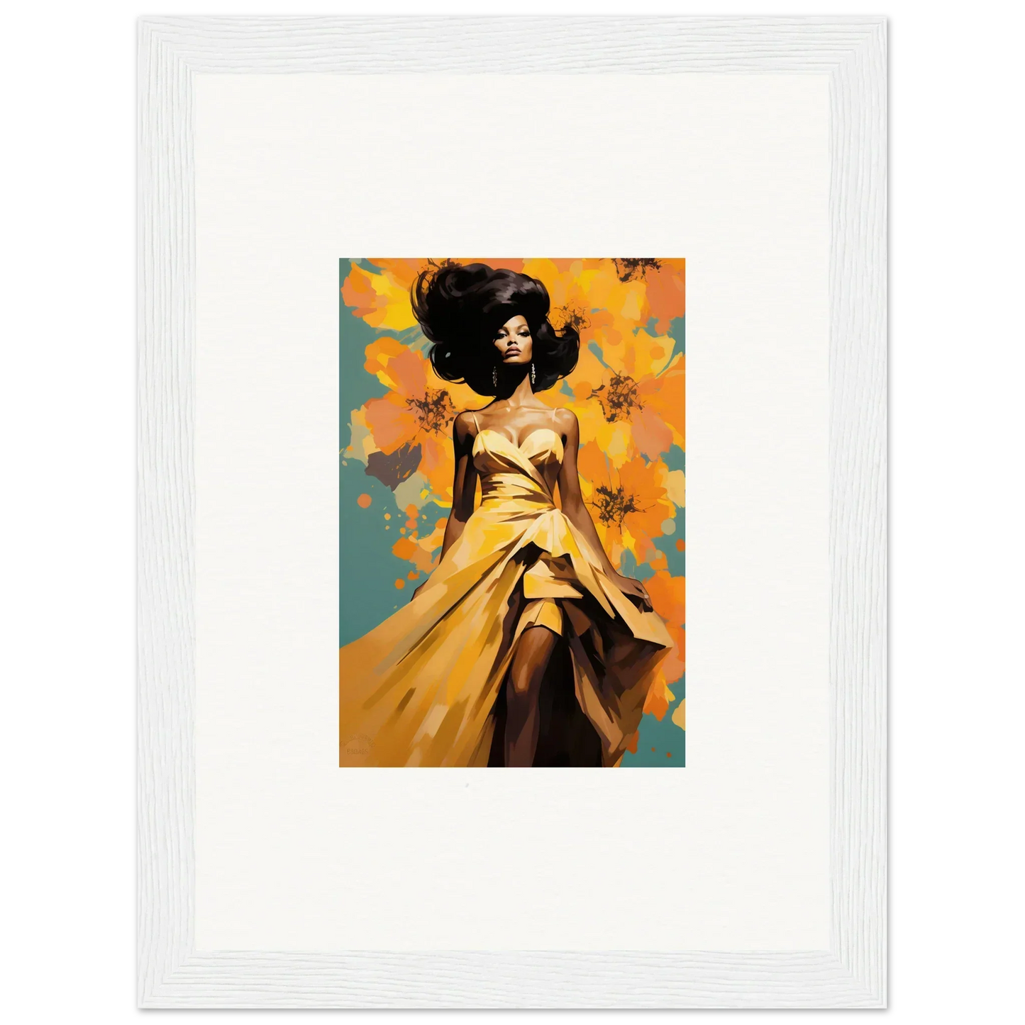 Stunning art of a figure in a golden dress from the Sunset Radiance Muse collection