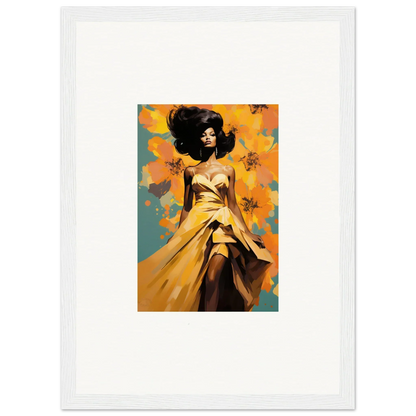 Artistic portrait of a figure in yellow dress, part of Sunset Radiance Muse collection