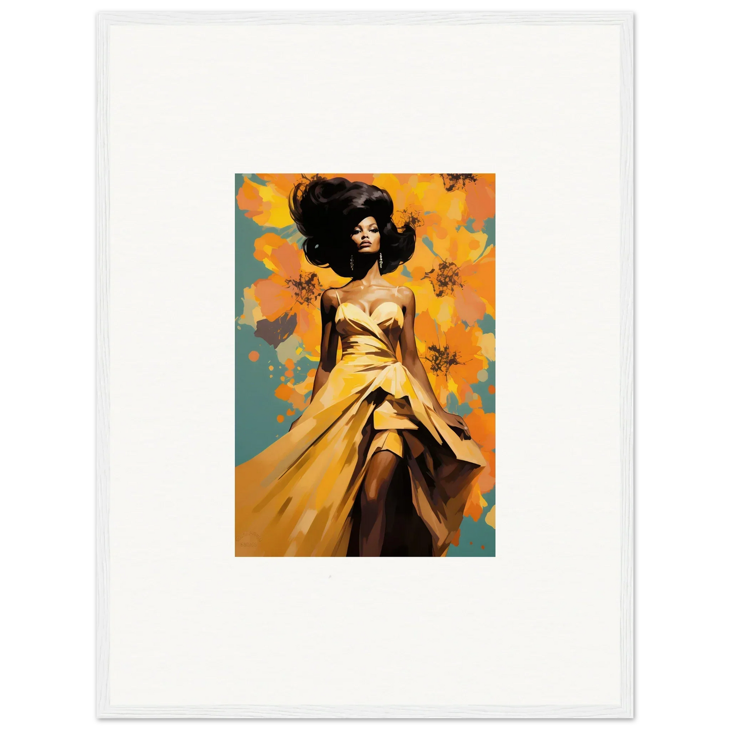 Artistic illustration of a figure in a golden dress, part of Sunset Radiance Muse