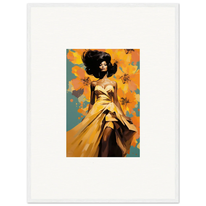 Artistic illustration of a figure in a golden dress, part of Sunset Radiance Muse