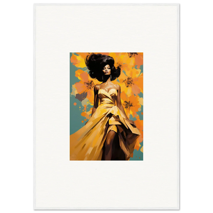 Artistic portrait of a figure in a flowing yellow dress, Sunset Radiance Muse special edition art™