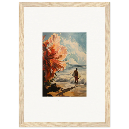 Framed wall art featuring a beach scene with floral infamy for stylish room decor