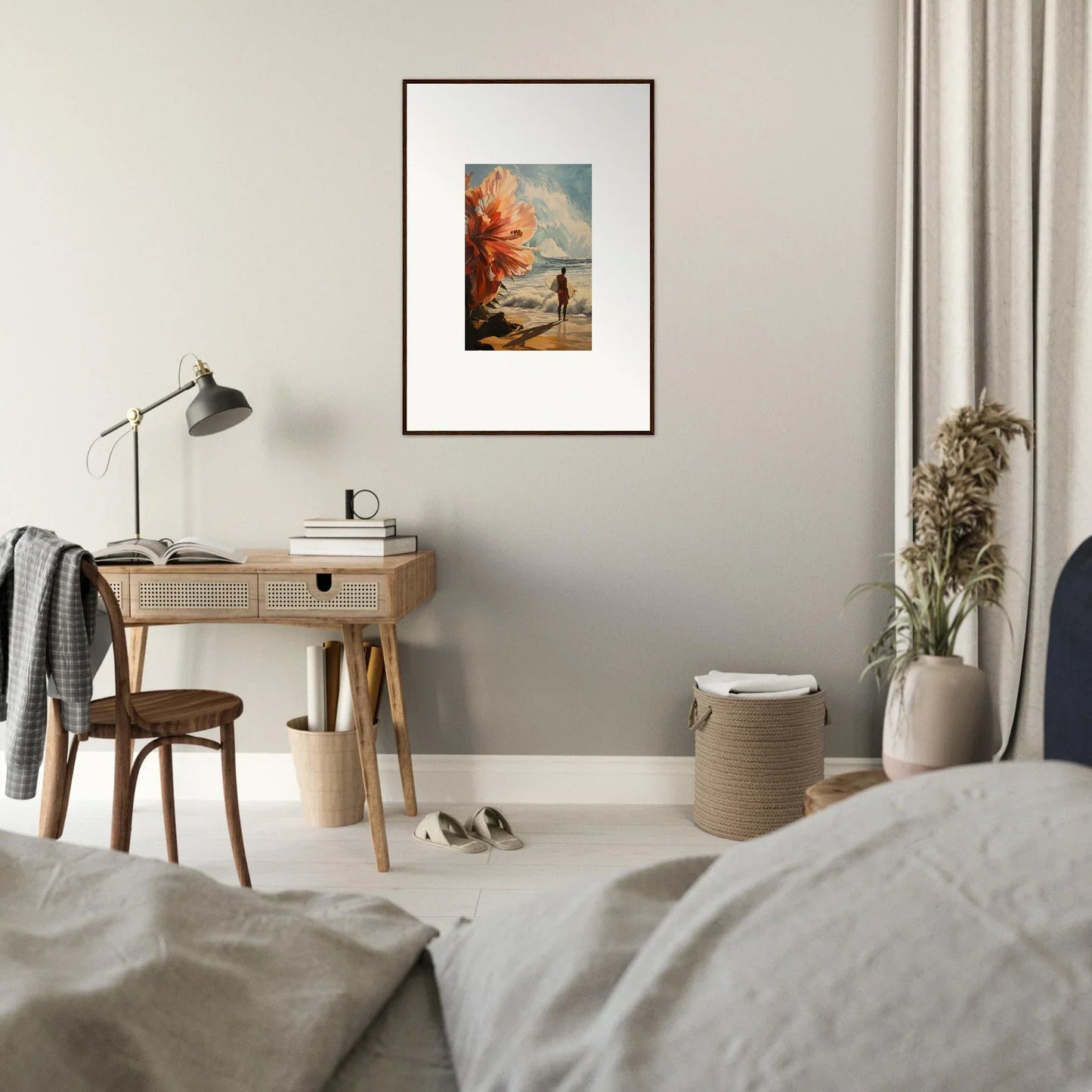 Surreal Framed Wall Art with Floral Infamy and Fiery Elements for Unique Room Decor