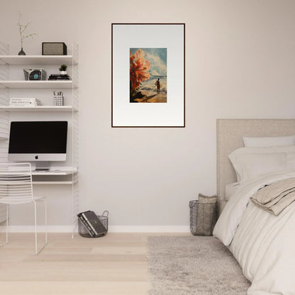 Framed surrealist wall art of Floral Infamy in a vibrant dreamlike landscape