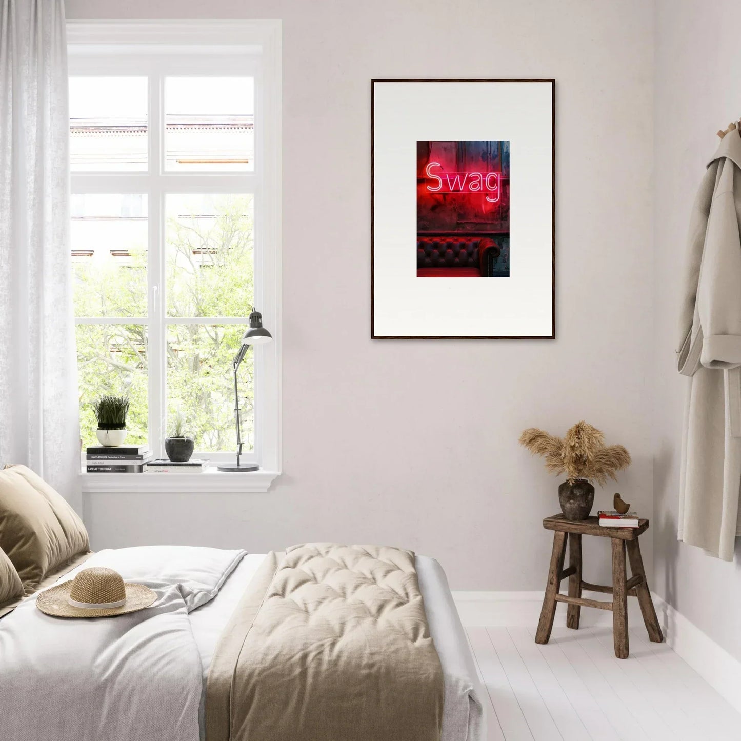 Framed neon Swag sign wall art for cool room decoration inspiration