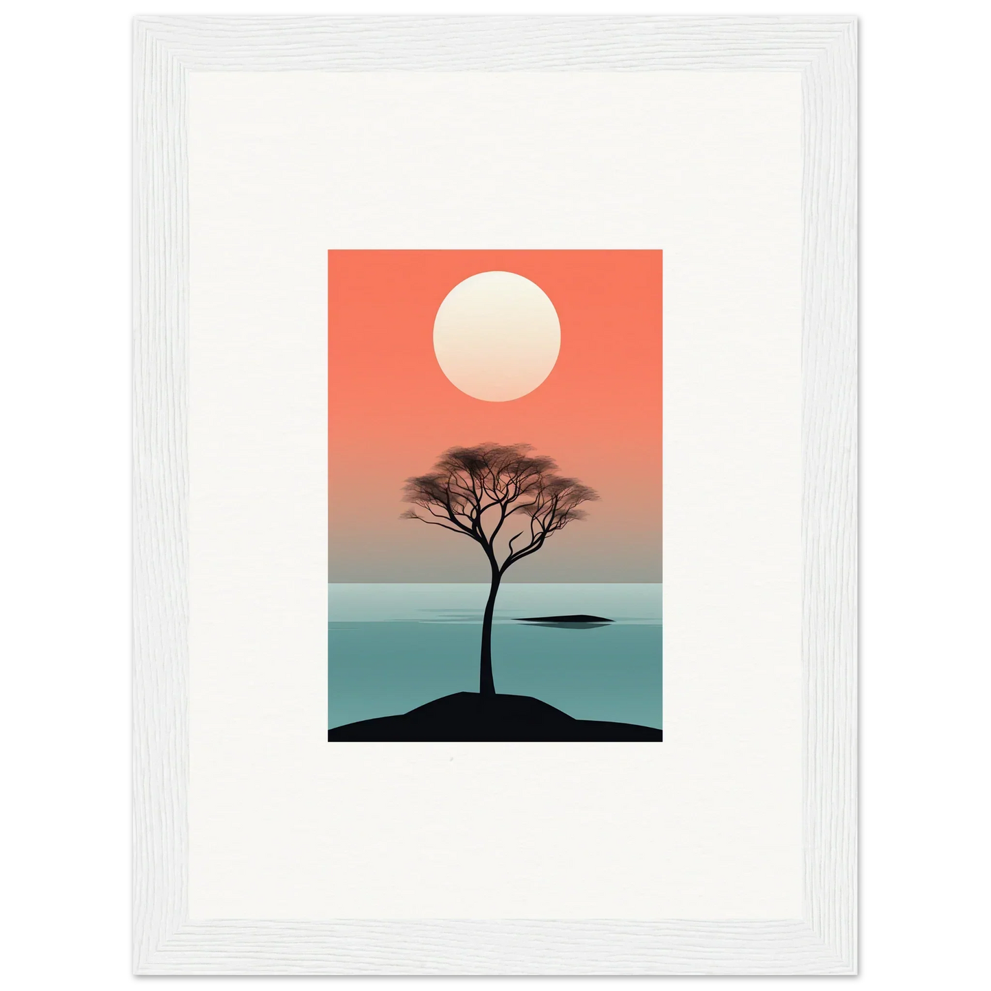 Silhouette of a lone tree at sunset in Nimbus Symphony framed wall art for room decor