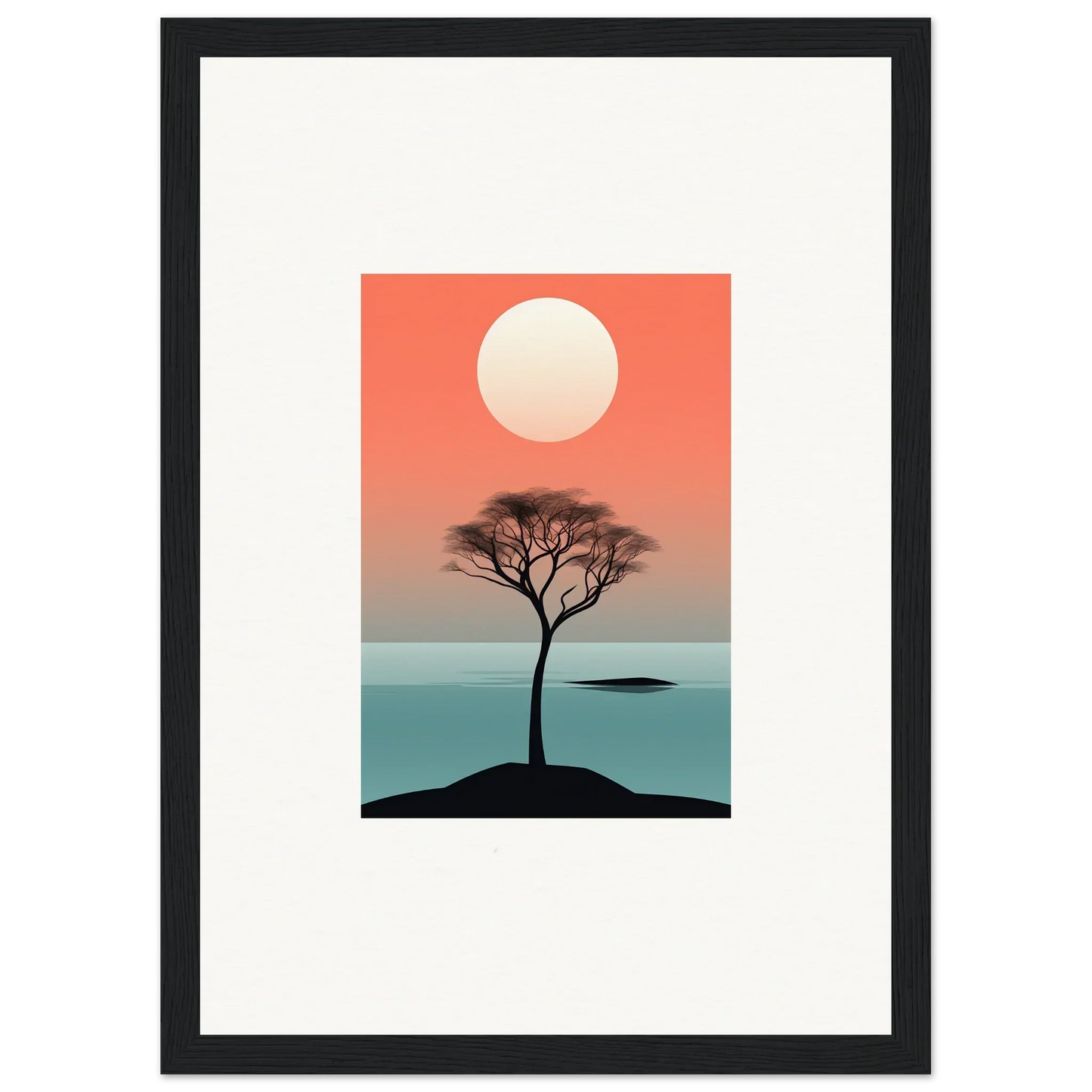 Silhouette of a lonely tree at sunset over water for Nimbus Symphony room decor