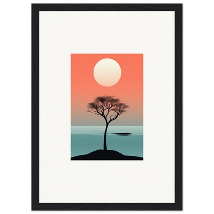 Silhouette of a lonely tree at sunset over water for Nimbus Symphony room decor