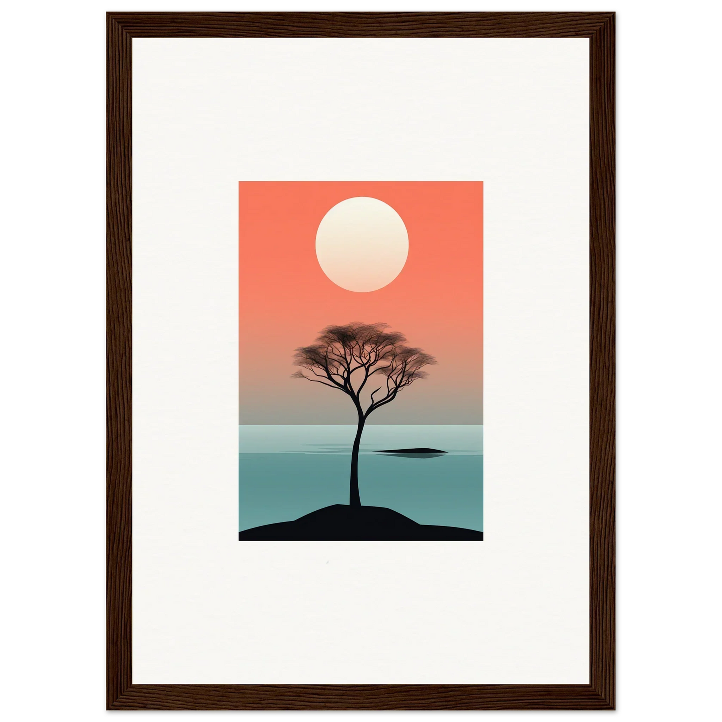 Silhouette of a tree at sunset, perfect for Nimbus Symphony room decor framed wall art