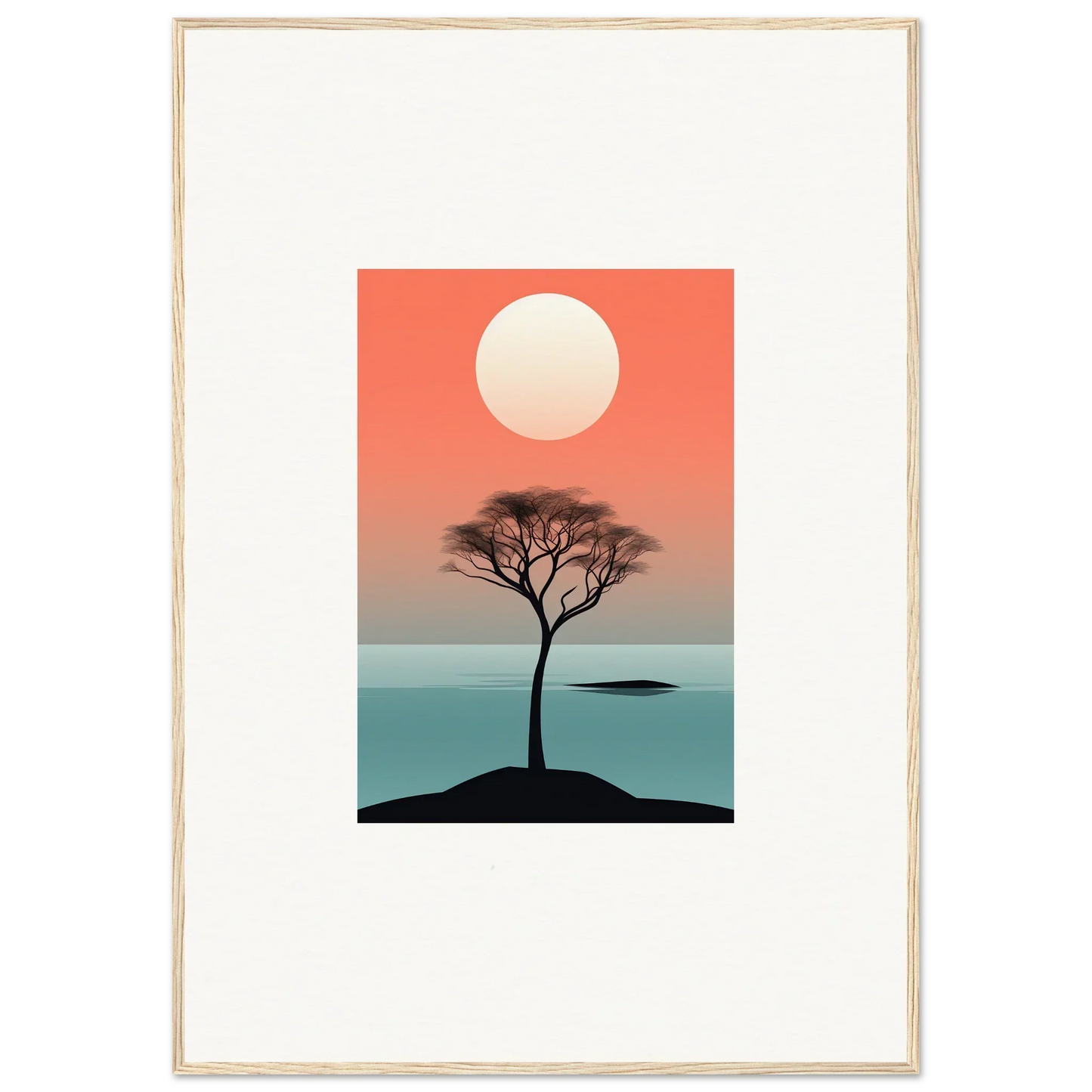 Silhouette of a lone tree at sunset, perfect for Nimbus Symphony room decor or framed wall art