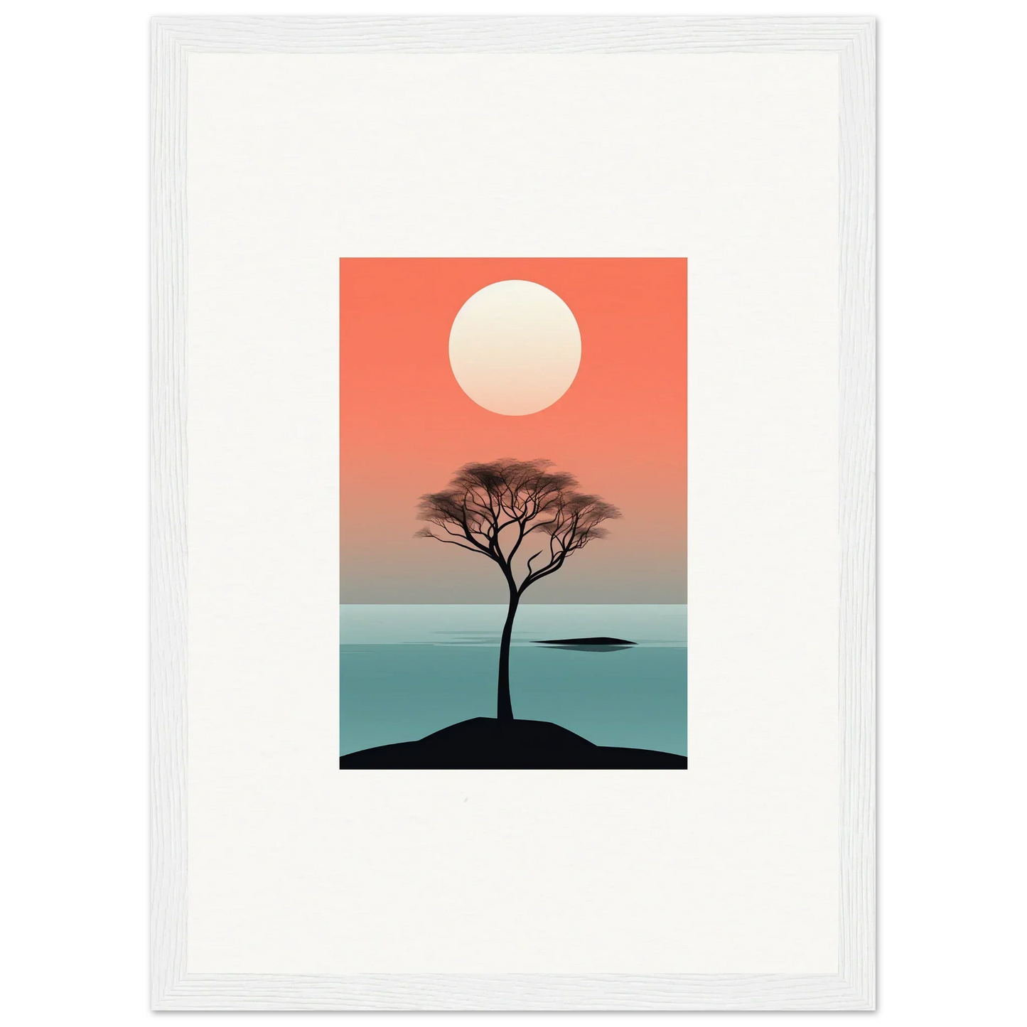 Silhouette of a tree at sunset creating a serene Nimbus Symphony for room decor