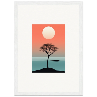 Silhouette of a tree at sunset creating a serene Nimbus Symphony for room decor