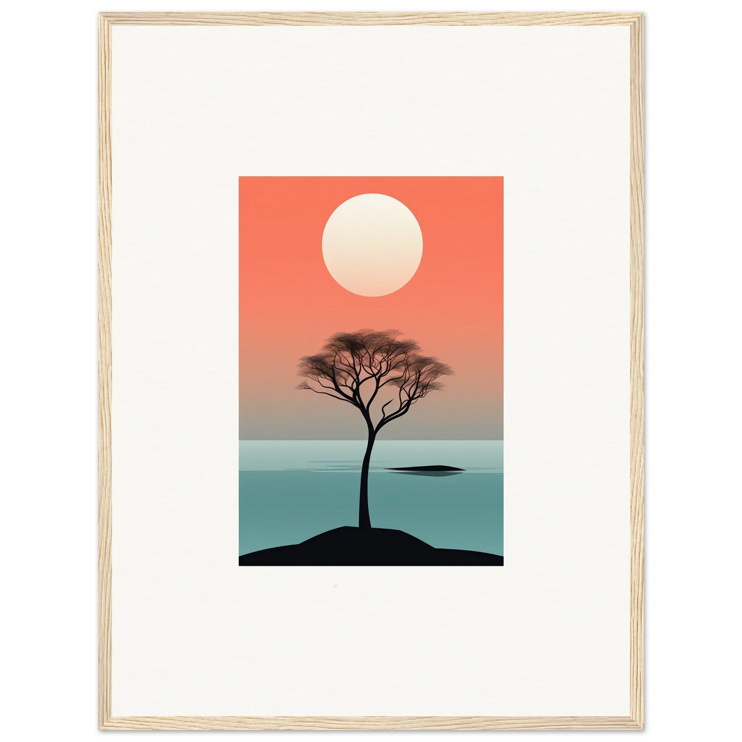 Framed wall art of a tree silhouette at sunset, perfect for Nimbus Symphony room decor