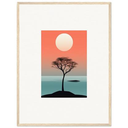 Framed wall art of a tree silhouette at sunset, perfect for Nimbus Symphony room decor