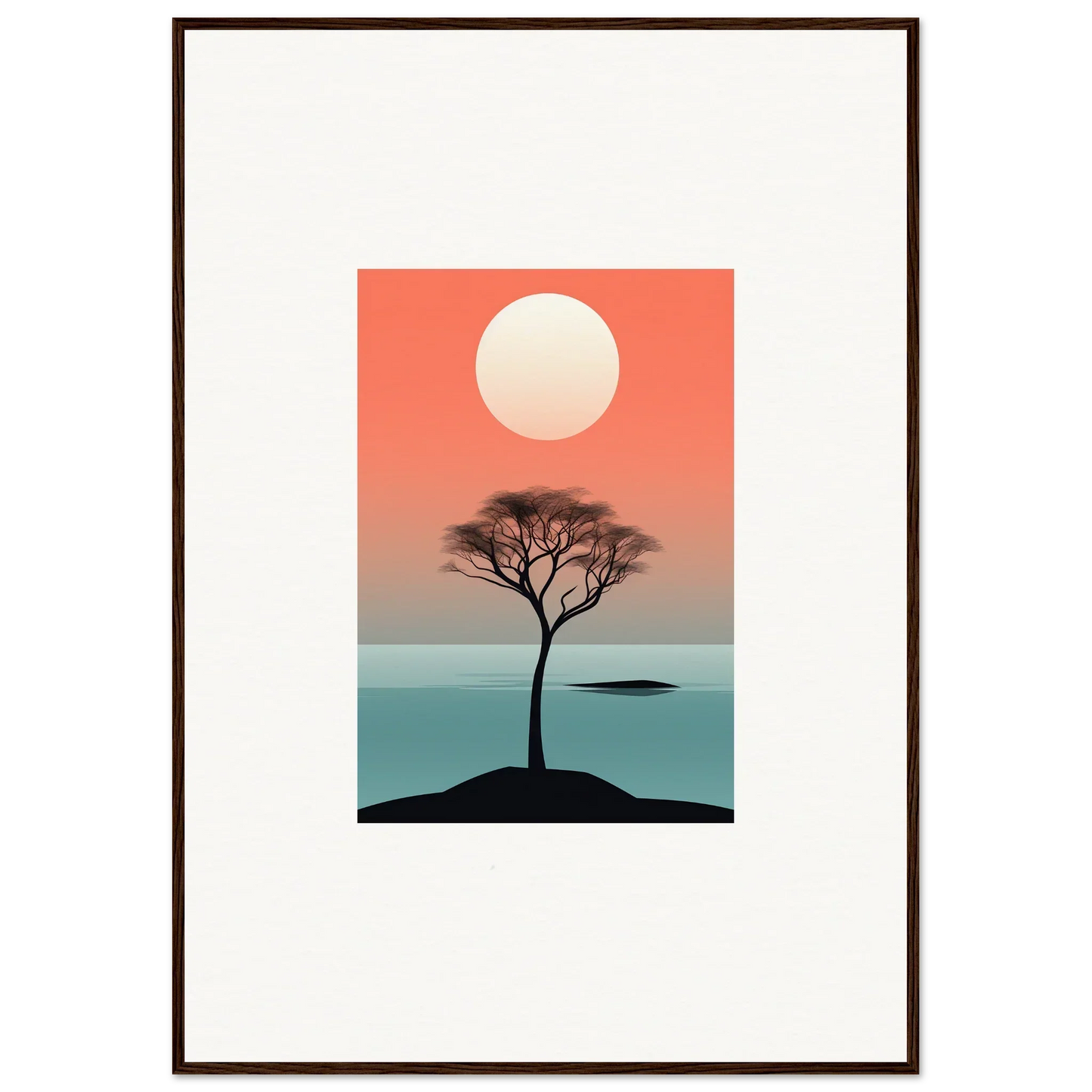 Silhouette of a lone tree at sunset, perfect for Nimbus Symphony framed wall art decor