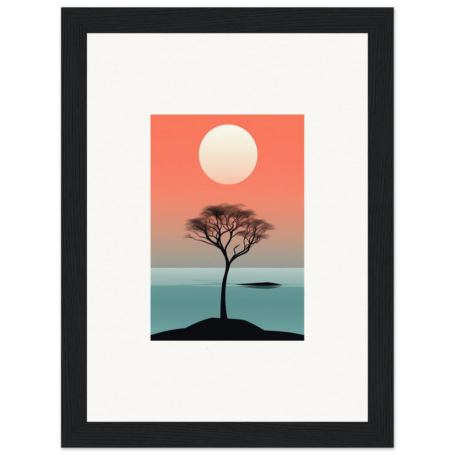 Framed wall art of a tree silhouette at sunset for stylish room decor in Nimbus Symphony