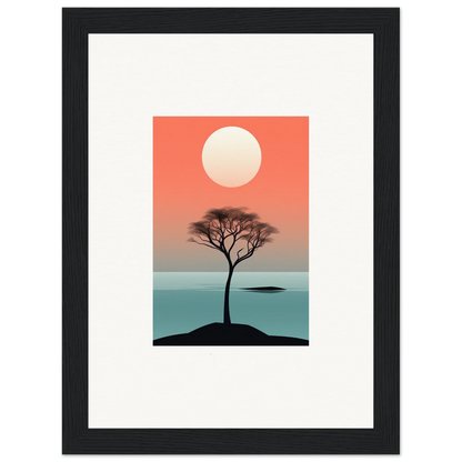 Framed wall art of a tree silhouette at sunset for stylish room decor in Nimbus Symphony