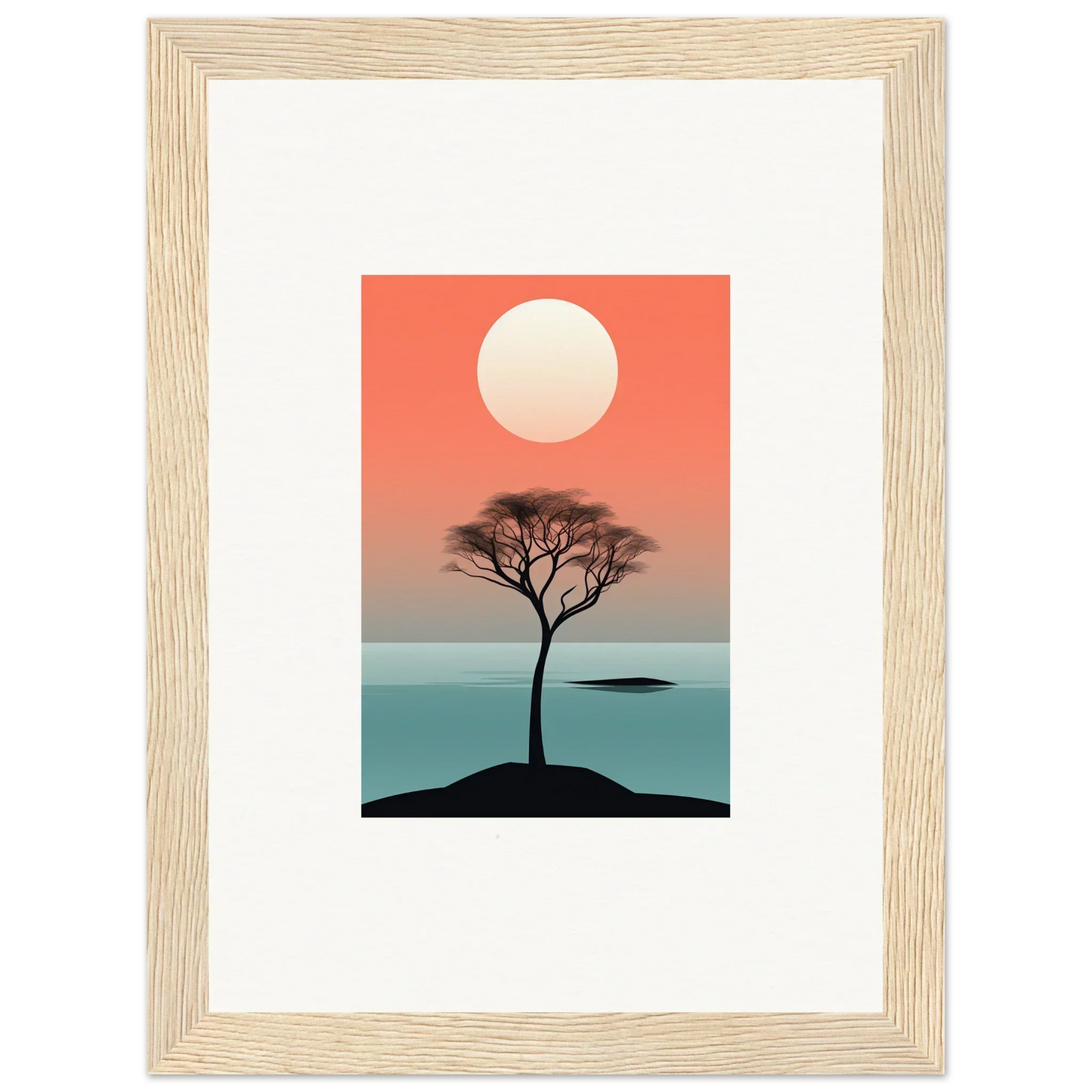 Framed wall art of a tree silhouette at sunset for Nimbus Symphony room decor