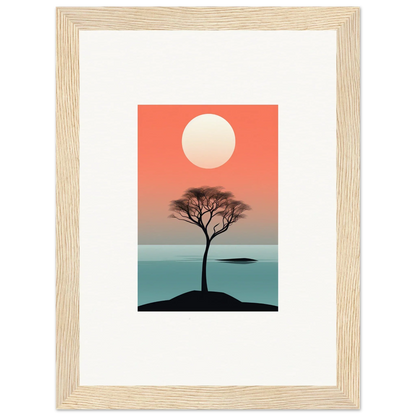 Framed wall art of a tree silhouette at sunset for Nimbus Symphony room decor