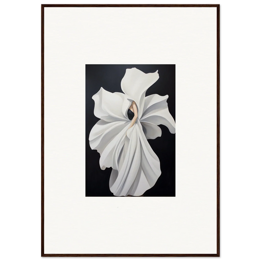 White orchid flower showcasing petal fluidity for elegant room decor or framed wall art