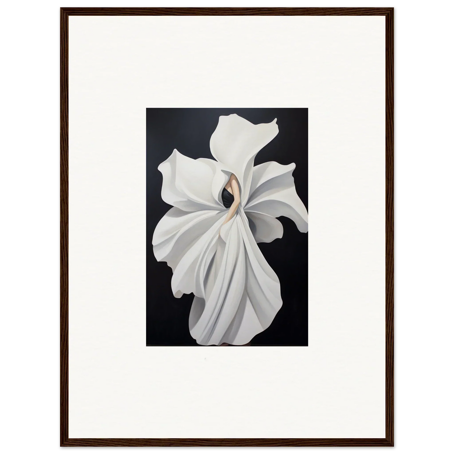 White orchid flower with ruffled petals for petal fluidity framed wall art decor