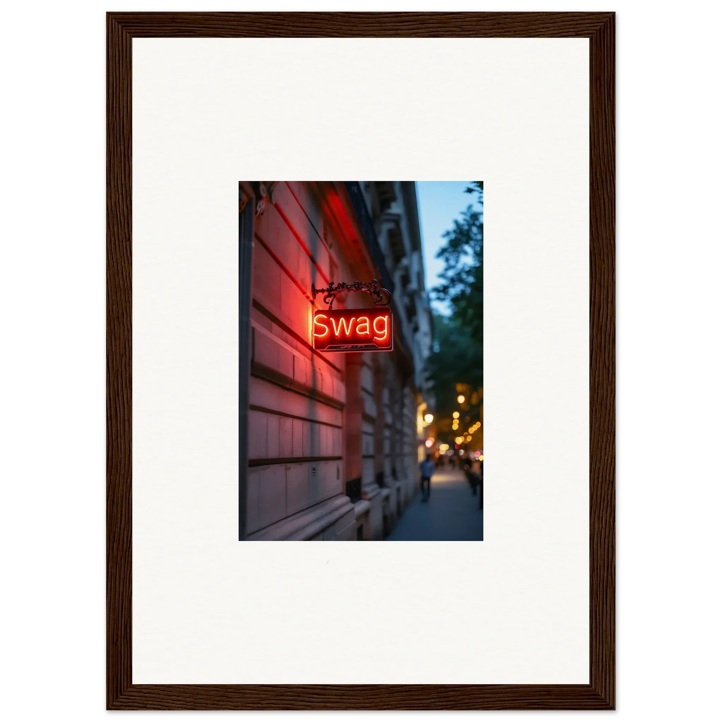 Neon Swag sign on a brick wall, perfect for luminary illusions in room decoration