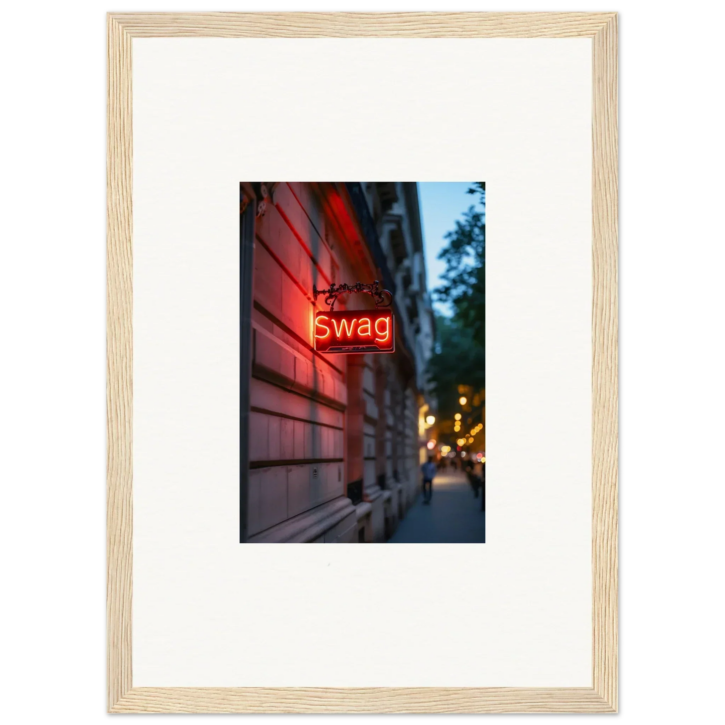 Neon Swag sign on a brick wall, perfect for room decoration or luminary illusions