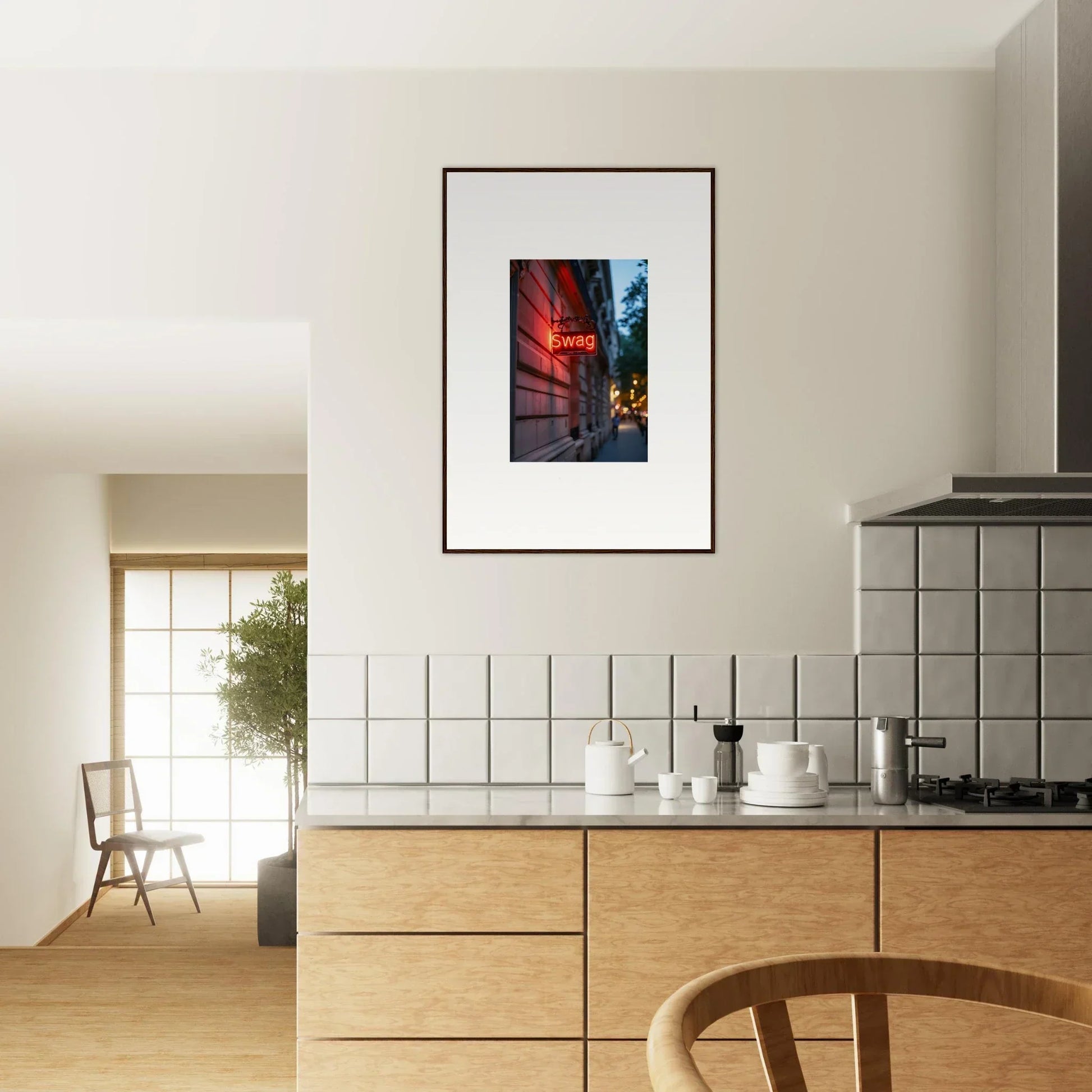 Framed canvas print of a colorful urban alleyway for stylish room decoration